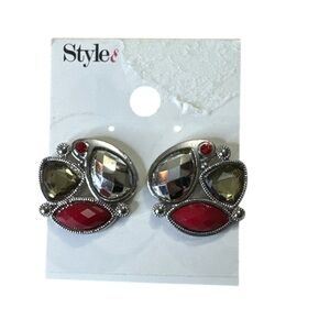 Style & Co. Silver and Red Vintage-Inspired Earrings